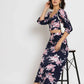 Blue Crepe Floral Printed Top with Matching Skirt - Shivani