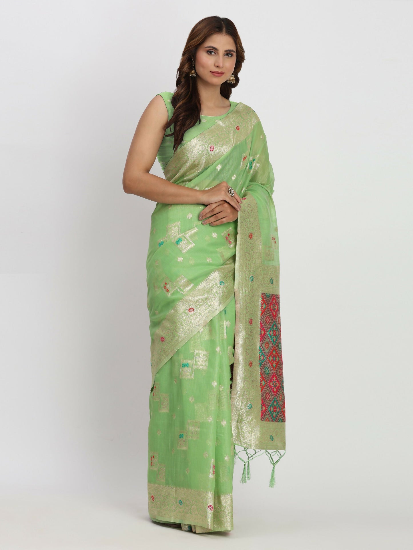 Shree Shyam Fashion Linen Cotton Light Green Saree