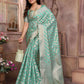 Aastha Fashion Sea Green Soft Organza Silk Weaving Saree