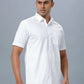 Ramraj Cotton Mens Half Sleeve Formal Poly Cotton White Shirt | Swadesiicart