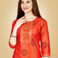 Jyoti Fashion Women's Orange Viscose Rayon Embroidered Kurta Pant Set | Swadesiicart