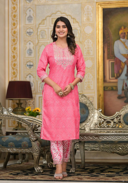 Partywear Designer Pink Cotton Stitched Suit With Dupatta - Tanisha | Swadesiicart