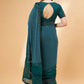 Green Lycra Flock Work, Seuqins Embroidery, Handwork Shoulder Butta Saree - Norita Hit Design - Swadesiicart