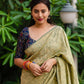 Olive Jute Silk Woven Design Saree with Unstitched Blouse - Hiral Fashion | Swadesiicart