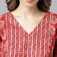 FIORRA Women's Red Cotton A-Line Kurta Set - Swadesiicart