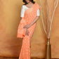 Very Much Indian Handblock Printed Cotton Saree With Natural Dyes - Light Peach | Swadesiicart