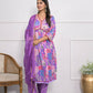 Lavender Muslin silk Embroidery with Thread and sequence Stitched Suit With Dupatta - Tanisha | Swadesiicart
