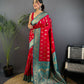 Joban Fashion Banarasi Red Woven Butti Soft Silk Saree | Swadesiicart