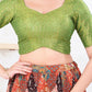 Joban Fashion Green Tissue Elbow Sleeveless Back Open Blouse - Swadesiicart