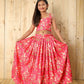 Aayaa Designer Printed Silk Embroidery Kids Lehenga Choli - Pink