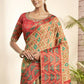 Beige Bhagalpuri Silk Woven design with Hand work butta Saree - Norita Nirvi