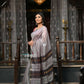 Very Much Indian VMI Exclusive Designer! Handloom Cotton Silk Saree With Sleek Golden Border - Grey Shade | Swadesiicart