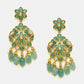 Ruby Raang Gold Polished Green Kundan Earrings | Swadesiicart
