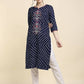 Anubhutee Women's Rayon Regular Straight Navy Blue Kurta | Swadesiicart