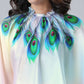 Vastranavya Pastel Rainbow Freehand Peacock Feather Print Ready to Wear Saree | Swadesiicart