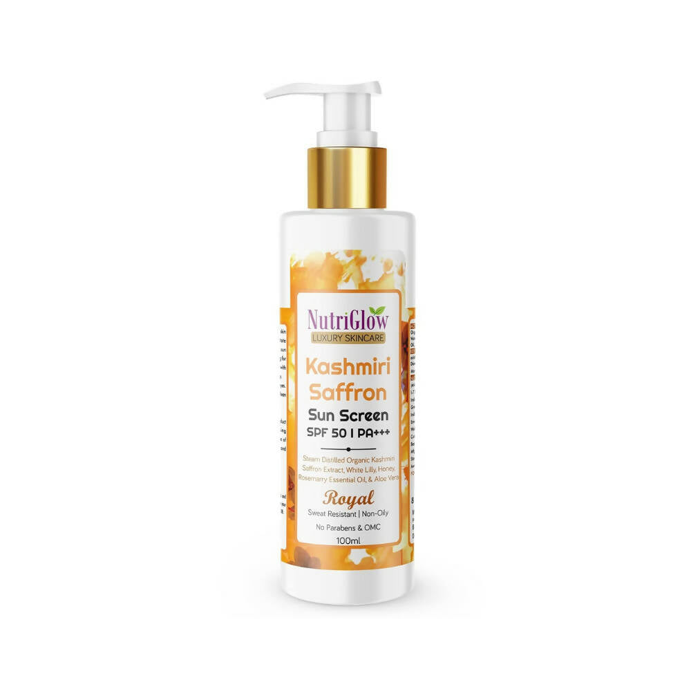 NutriGlow Luxury Skincare Kashmiri Saffron Sunscreen Serum 50 PA+++ - Nutriglow Cosmetics