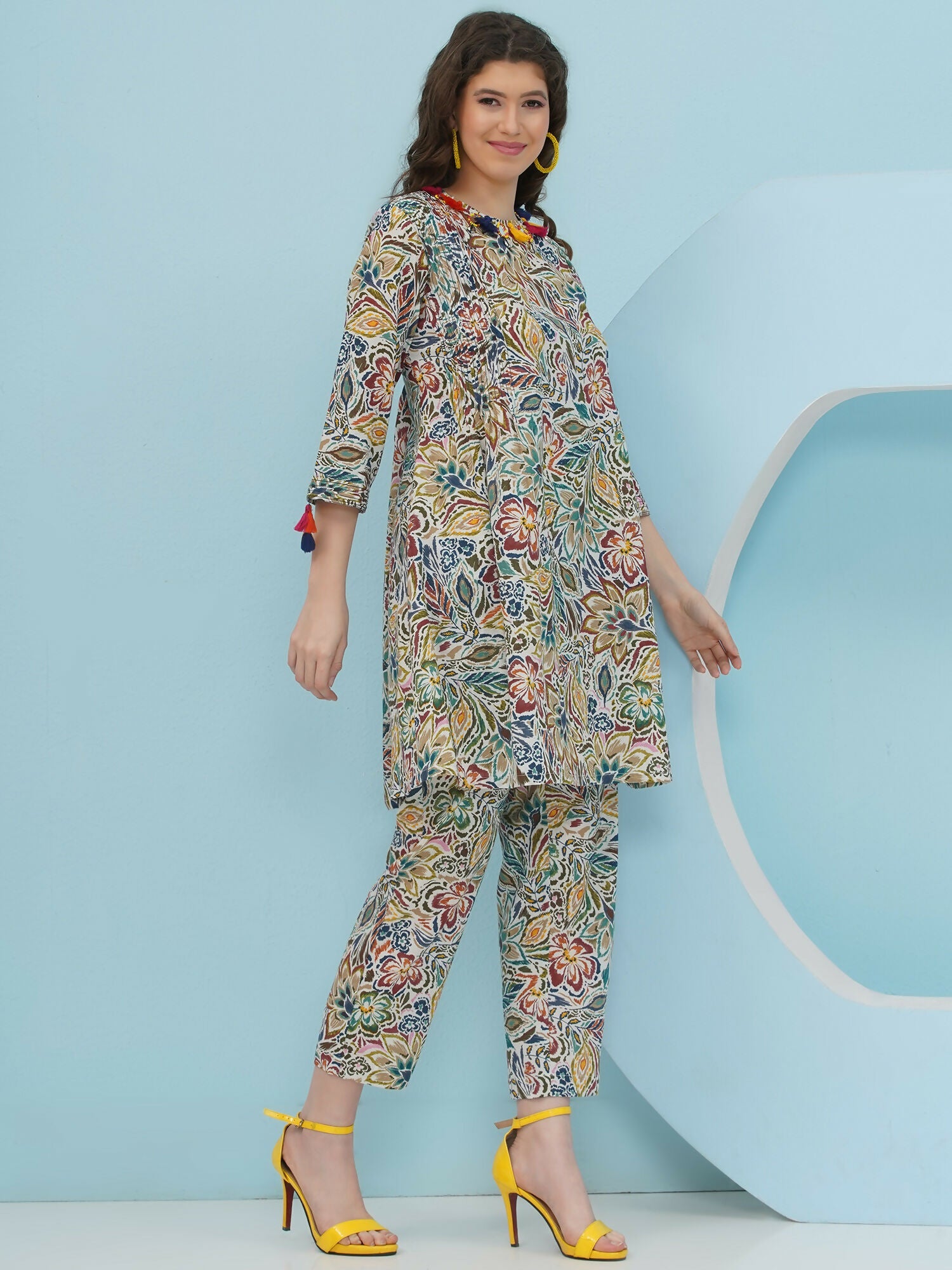 Joban Fashion Floral Co Ord Set - Multi Color - Swadesiicart