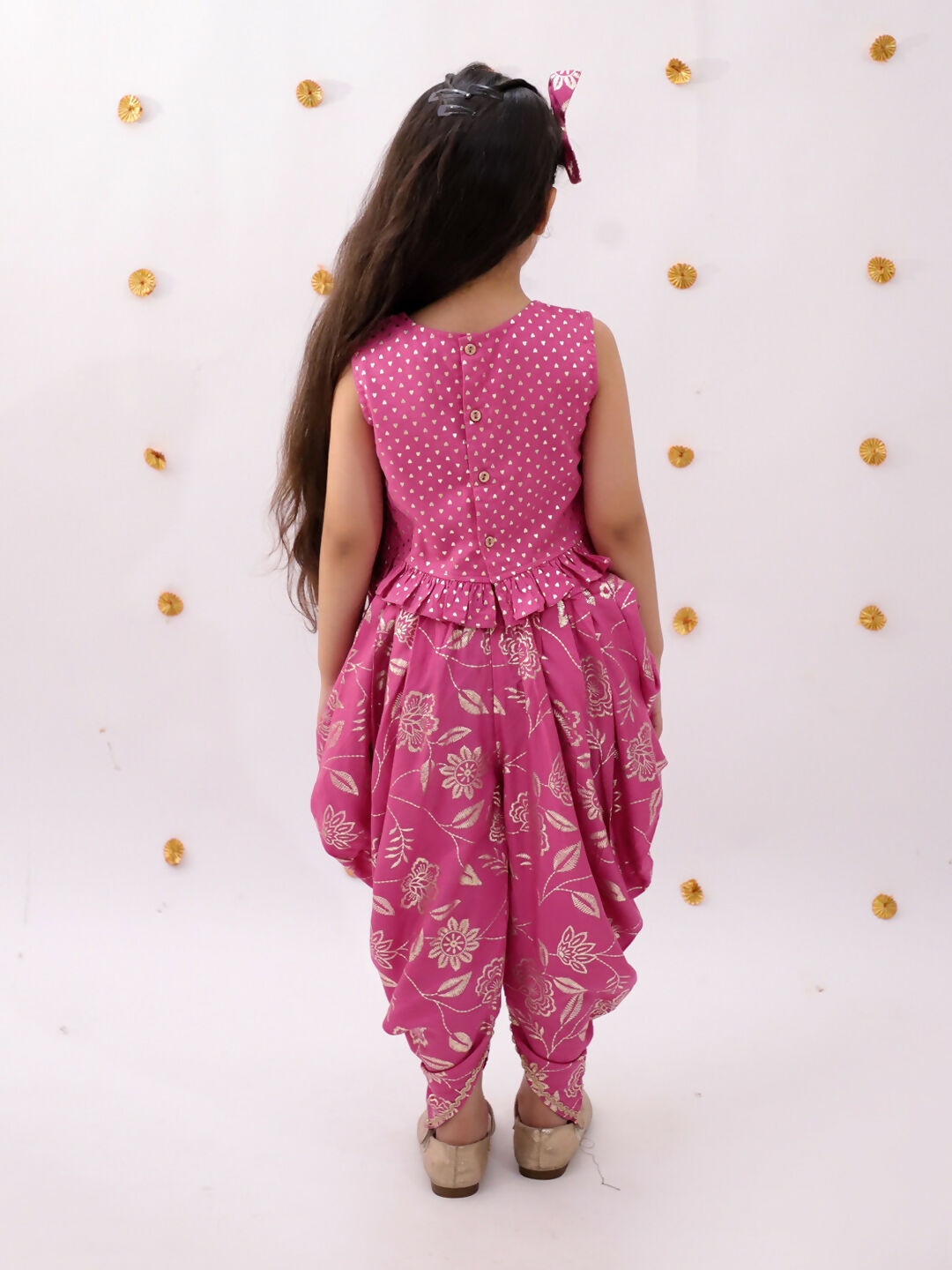 Lil Drama Khilkhilahat Pink Top and Dhoti Set For Girls | Swadesiicart