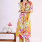 W for Woman Blue Abstract Printed Sequined Yoke Satin Straight Kurta and Pants Set