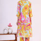 W for Woman Blue Abstract Printed Sequined Yoke Satin Straight Kurta and Pants Set