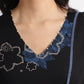 W for Woman Black Floral Printed Pure Cotton Kurta, Pants and Embroidered Dupatta Set
