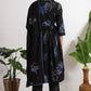 W for Woman Black Floral Printed Pure Cotton Kurta, Pants and Embroidered Dupatta Set