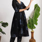 W for Woman Black Floral Printed Pure Cotton Kurta, Pants and Embroidered Dupatta Set