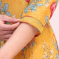 W for Woman Amber Yellow Floral Printed Modal Straight Kurta, Pants and Dupatta Set