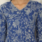 W for Woman Blue Floral Printed Modal Straight Kurta and Pants Co-ord Set