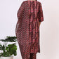 W for Woman Wine Floral Printed Pure Cotton Straight Kurta and Pants Co-ord Set with Dupatta