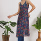 W for Woman Blue Floral Printed Chiffon Spaghetti Kurta, Pants and Dupatta Set