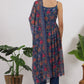 W for Woman Blue Floral Printed Chiffon Spaghetti Kurta, Pants and Dupatta Set