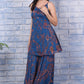 W for Woman Blue Paisley Printed Chiffon Spaghetti Flared Short Kurta, Sharara and Dupatta Set