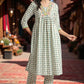 W for Woman White Lotus Printed Pure Cotton Kurta and Pants Co-ord Set