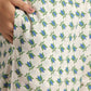 W for Woman White Lotus Printed Pure Cotton Kurta and Pants Co-ord Set