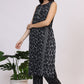 W for Woman Black Ikkat Pure Cotton Straight Kurta and Pants Co-ord Set