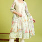 W for Woman Cream Floral Printed Kota Anarkali Kurta, Pants and Dupatta Set