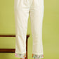 W for Woman Cream Floral Printed Kota Anarkali Kurta, Pants and Dupatta Set