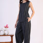 W for Woman Black Yarn Dyed Striped Sleeveless Top and Pants Co-ord Set
