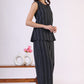 W for Woman Black Yarn Dyed Striped Sleeveless Top and Pants Co-ord Set