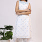 W for Woman White Checker Embroidered Straight Kurta and Flared Pants Co-ord Set
