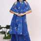 W for Woman Blue Floral Printed Halter Neck Chiffon Kurta with Flared Pants and Dupatta Set