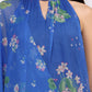 W for Woman Blue Floral Printed Halter Neck Chiffon Kurta with Flared Pants and Dupatta Set