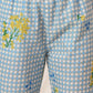 W for Woman Blue Checker Chanderi Straight Kurta, Pants and Dupatta Set