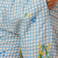 W for Woman Blue Checker Chanderi Straight Kurta, Pants and Dupatta Set