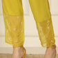 W for Woman Celery Green Embroidered Chanderi Straight Kurta, Pants and Dupatta Set