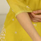 W for Woman Celery Green Embroidered Chanderi Straight Kurta, Pants and Dupatta Set