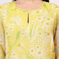 W for Woman Yellow Floral Printed Straight Kota Kurta and Pants Set