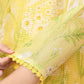 W for Woman Yellow Floral Printed Straight Kota Kurta and Pants Set