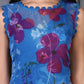 W for Woman Blue Floral Printed Lace Straight Sheer Kurta, Crop Top and Pants Set